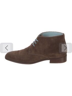 Lamberston Truex Unisex Brown Suede Chukka Boot with Light Blue Accents